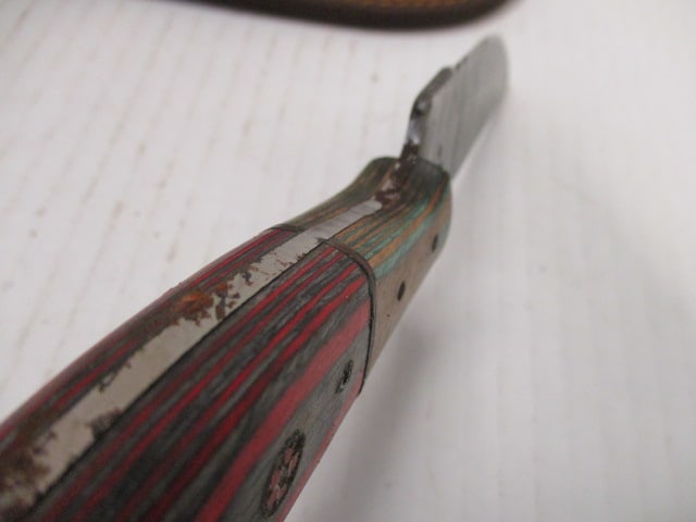 Damascus Steel Skinning Knife with Two-Tone Wood Handle - 5