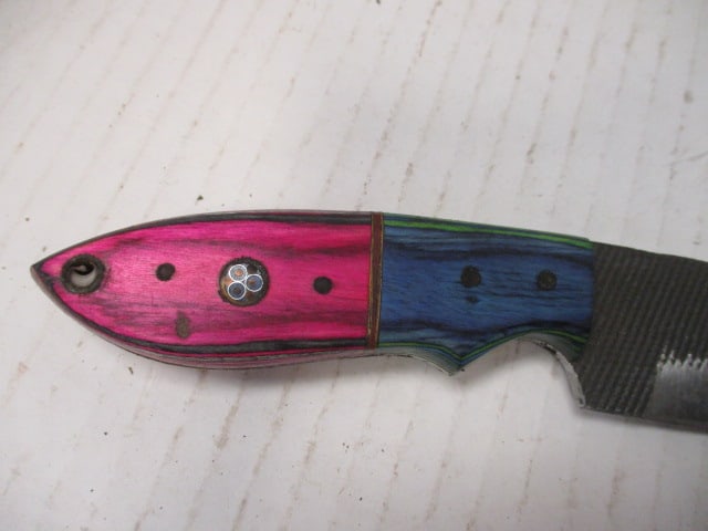 Textured Fixed Blade with Two-Tone Wood Handle - 3
