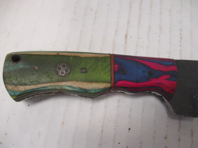 Textured Skinning Knife with Two-Tone Wood Handle - 3