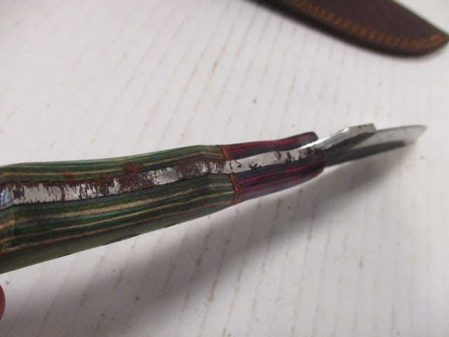 Textured Skinning Knife with Two-Tone Wood Handle - 5