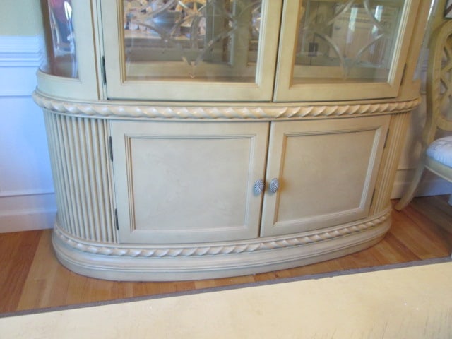 Hollywood Regency Neoclassical Style 2 Piece Curved Illuminated China Hutch - 3