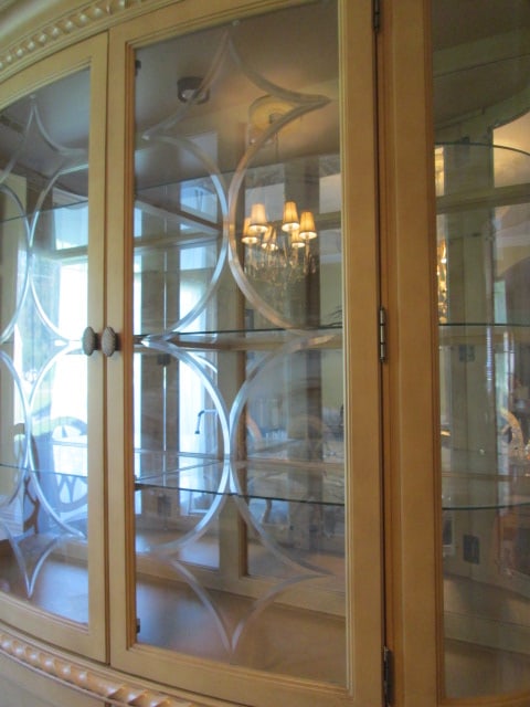 Hollywood Regency Neoclassical Style 2 Piece Curved Illuminated China Hutch - 6