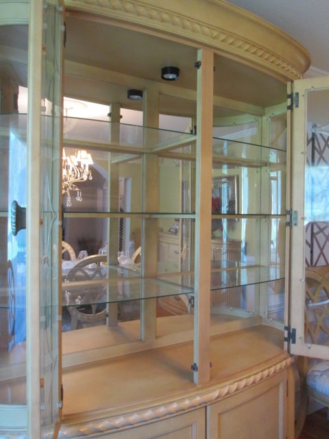 Hollywood Regency Neoclassical Style 2 Piece Curved Illuminated China Hutch - 7