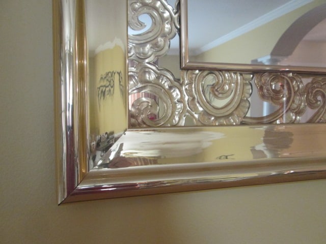 Hollywood Regency Baroque Style Gold Foil Frame Mirror with Scrolling Acanthus Leaf Border - 2