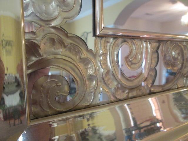 Hollywood Regency Baroque Style Gold Foil Frame Mirror with Scrolling Acanthus Leaf Border - 4