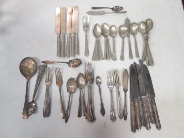 Grouping of Silverplated, Nickel Silver, Brazil Silver and 90 German Silver Flatware: See pictures and preview for selection
