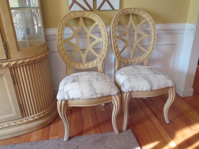 Hollywood Regency Neoclassical Style Banded Oak Table, Leaf, Arm Chairs and Side Chairs - 12