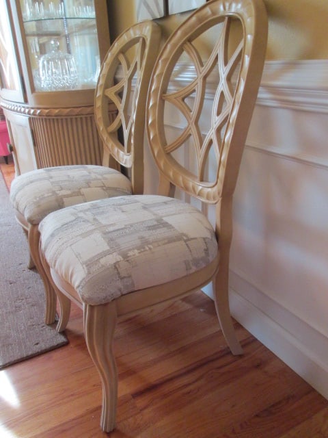 Hollywood Regency Neoclassical Style Banded Oak Table, Leaf, Arm Chairs and Side Chairs - 18