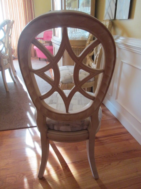 Hollywood Regency Neoclassical Style Banded Oak Table, Leaf, Arm Chairs and Side Chairs - 19