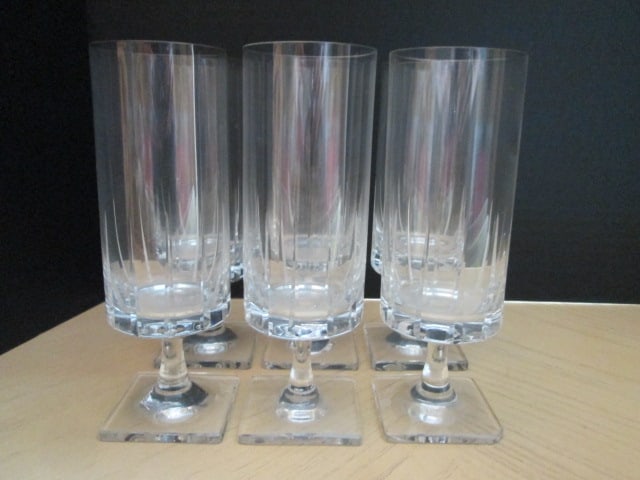 Six Rosenthal "Wedge Cut" Water Goblets: 7"h, one has small chip on foot