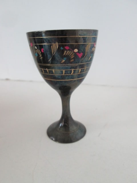 Decorative Middle Eastern Persian Style Engraved Metal Beverage Set - 2