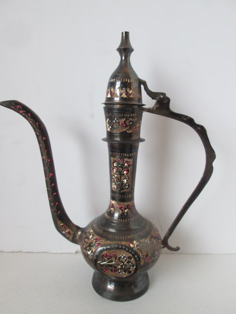 Decorative Middle Eastern Persian Style Engraved Metal Beverage Set - 4