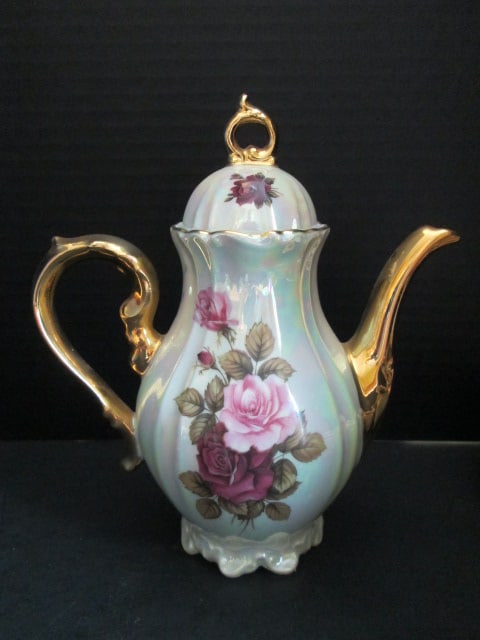 Vintage P.T. Tirschenreuth Bavaria German Porcelain Tea Set with Pearlescent Luster Finish - 12