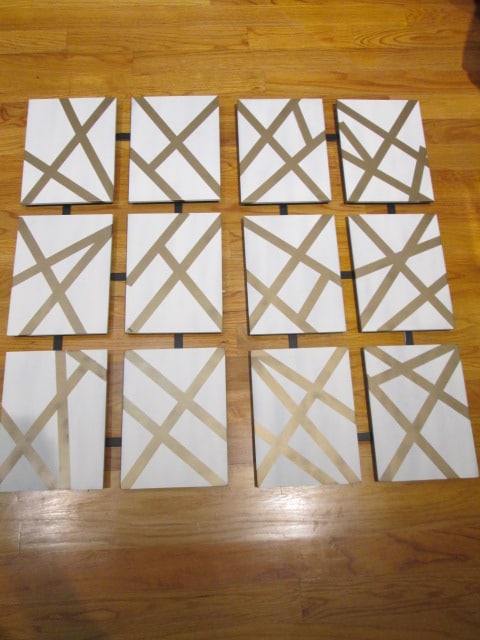 Pair of 6 Panel Abstract Linear Wall Art: 20"w x 40"h, Local Pickup Only