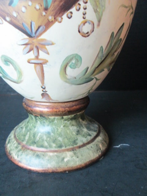 Hand Decorated Ceramic Urn with Neoclassical Motifs - 2