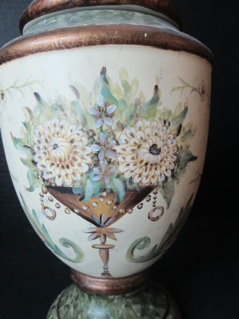 Hand Decorated Ceramic Urn with Neoclassical Motifs - 3