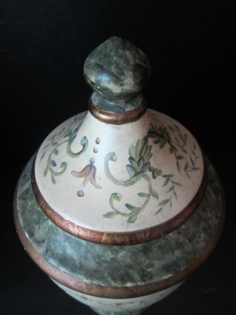 Hand Decorated Ceramic Urn with Neoclassical Motifs - 5