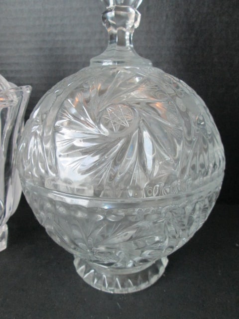 Hobstar Crystal Covered Dish and Frosted Swan Covered Dish - 2