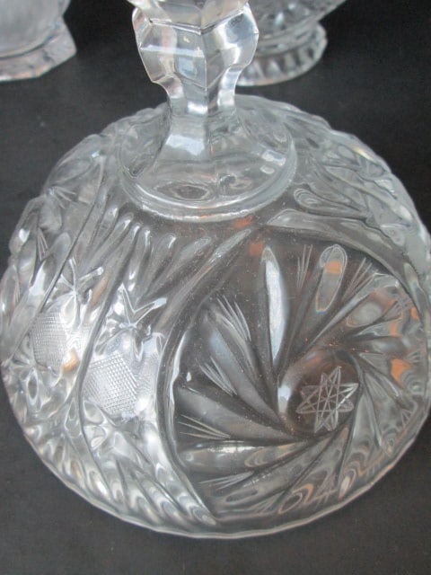 Hobstar Crystal Covered Dish and Frosted Swan Covered Dish - 3
