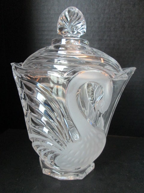 Hobstar Crystal Covered Dish and Frosted Swan Covered Dish - 5