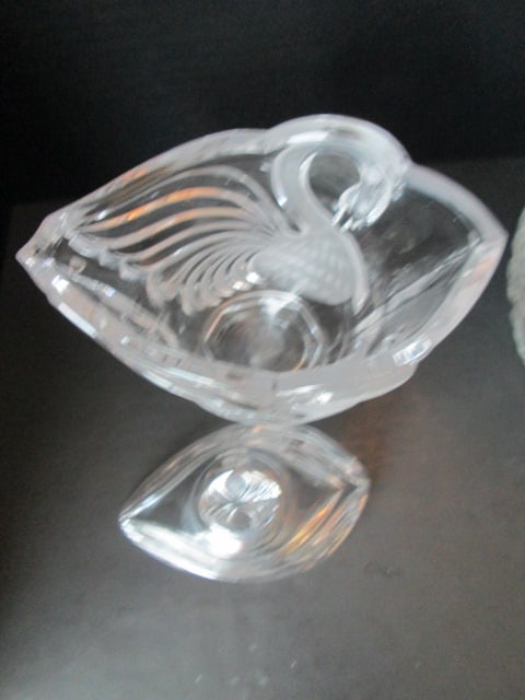 Hobstar Crystal Covered Dish and Frosted Swan Covered Dish - 6