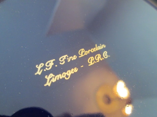 L.F. Fine Porcelain Fragonard Style Cobalt Blue and Gold Cabinet Plate - 6