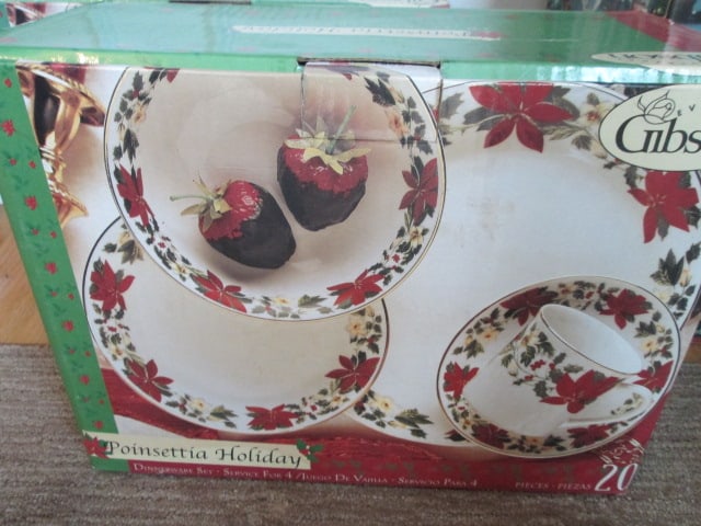 Two Gibson Poinsettia Holiday 20 Piece Dinnerware Sets in Original Boxes - 2