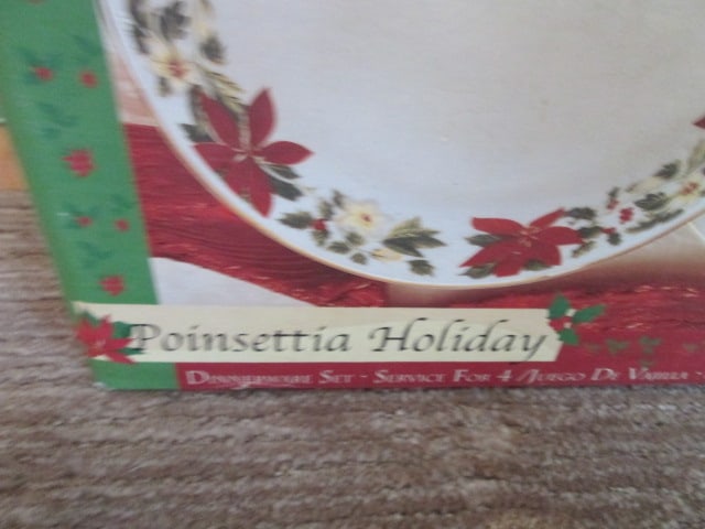 Two Gibson Poinsettia Holiday 20 Piece Dinnerware Sets in Original Boxes - 3