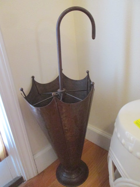 Bronzed Metal Umbrella Form Umbrella Stand: 10"dia x 27"h, Local Pickup Only