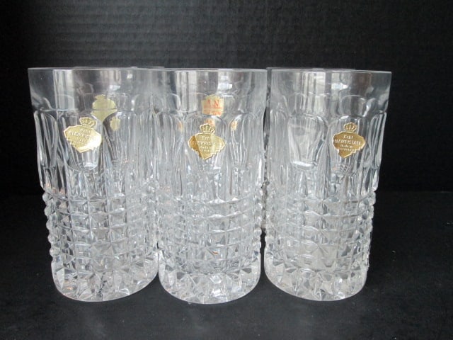 Six Vintage German Hand Cut Lead Crystal Iced Teas: 5 1/2"h, all have stickers that read "Echt Bleikristall Handgeschliffen" which translates from German to "Genuine Lead Crystal Hand-Cut"
