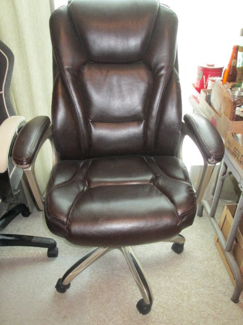 Serta Faux Leather High Back Office Chair: 28"w, arms have some finish peeling/wear, Local Pickup Only