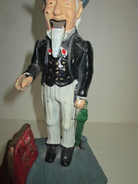Handpainted Cast Metal "Uncle Sam" Mechanical Coin Bank - 3