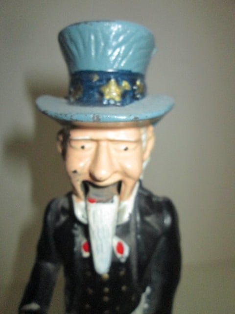 Handpainted Cast Metal "Uncle Sam" Mechanical Coin Bank - 4