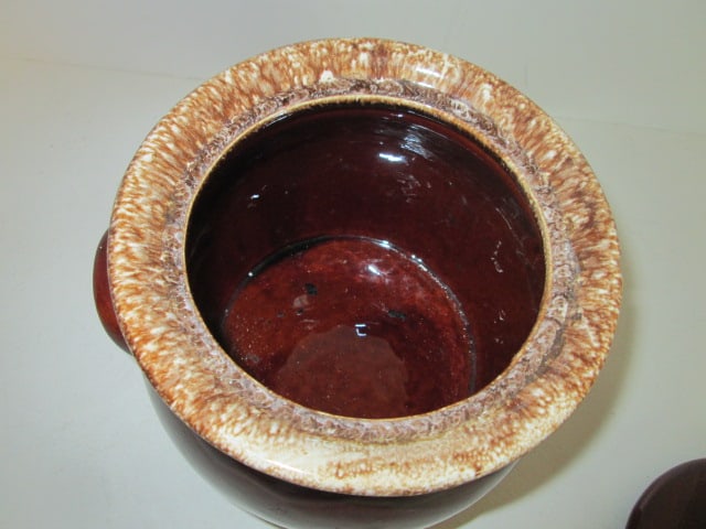 Vintage Hull Ovenware Brown Drip Bean Pot - 3