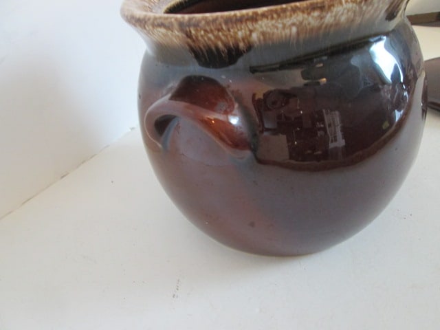 Vintage Hull Ovenware Brown Drip Bean Pot - 4