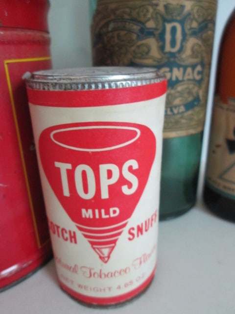 Vintage "Velvet" Tobacco Tin, "Tops" Mild Scotch Snuff Tin, "Blatz" Beer Bottle and - 4