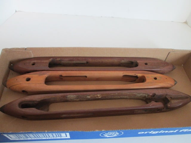 Three Antique Textile Mill Wood Shuttles: .