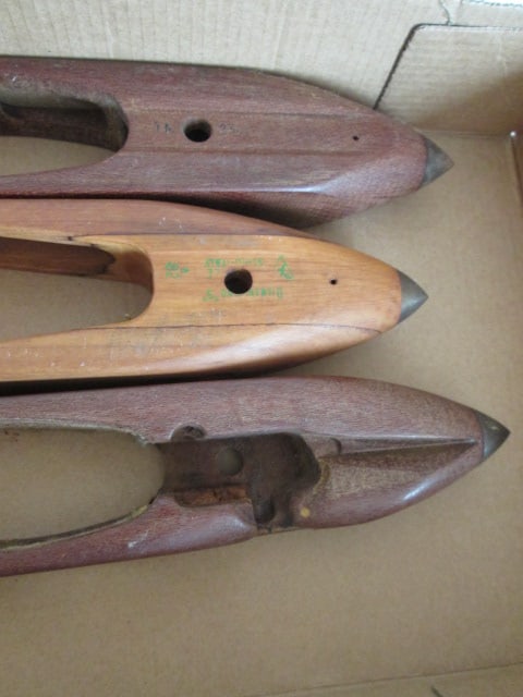 Three Antique Textile Mill Wood Shuttles - 2