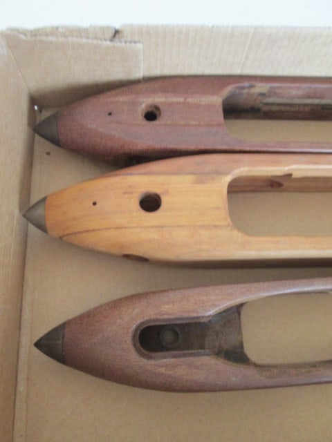 Three Antique Textile Mill Wood Shuttles - 3
