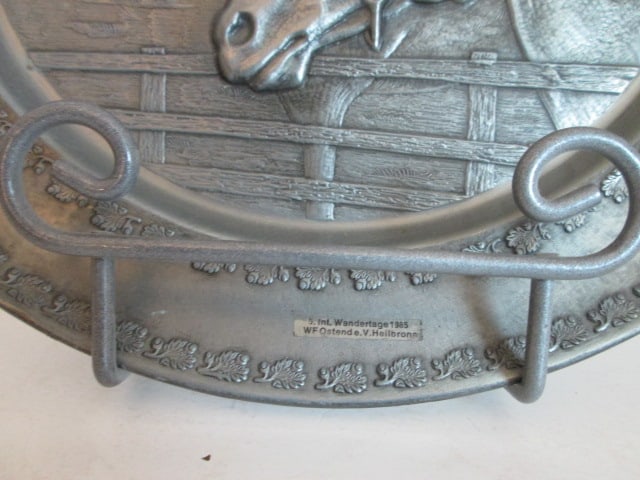 Vintage Rolf Trautwein Volkssportartikel West German Pewter Equestrian Bas-Relief - 3