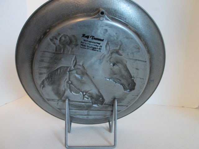 Vintage Rolf Trautwein Volkssportartikel West German Pewter Equestrian Bas-Relief - 5