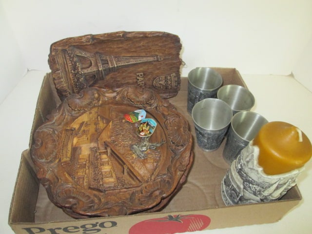 Grouping of Vintage European Carved/Embossed Souvenirs: .