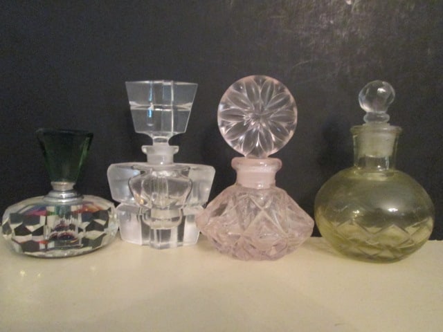 Four Art Glass Perfume Bottles: .