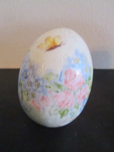 Jeweled Enameled Egg, Handpainted Porcelain Egg Handpainted Egg Finial - 3