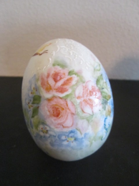 Jeweled Enameled Egg, Handpainted Porcelain Egg Handpainted Egg Finial - 4