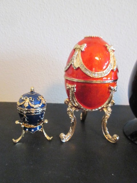 Jeweled Enameled Egg, Handpainted Porcelain Egg Handpainted Egg Finial - 5