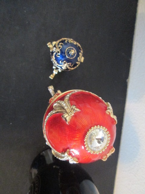 Jeweled Enameled Egg, Handpainted Porcelain Egg Handpainted Egg Finial - 6