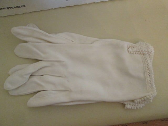 Vintage Ladies Gloves, Vintage Occasion Hat, Woven Beaded Jacket, Handkerchief - 2