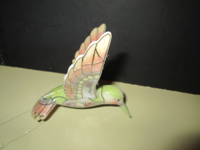 Enemaled Hummingbirds, Stained Glass Window Hangers, Crystal Bear Figurine, - 11