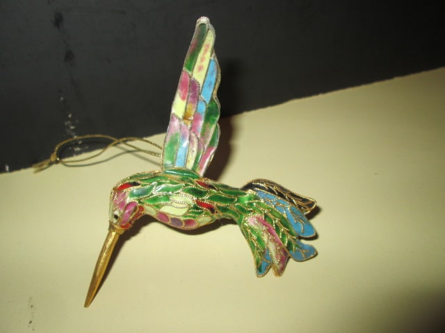 Enemaled Hummingbirds, Stained Glass Window Hangers, Crystal Bear Figurine, - 14